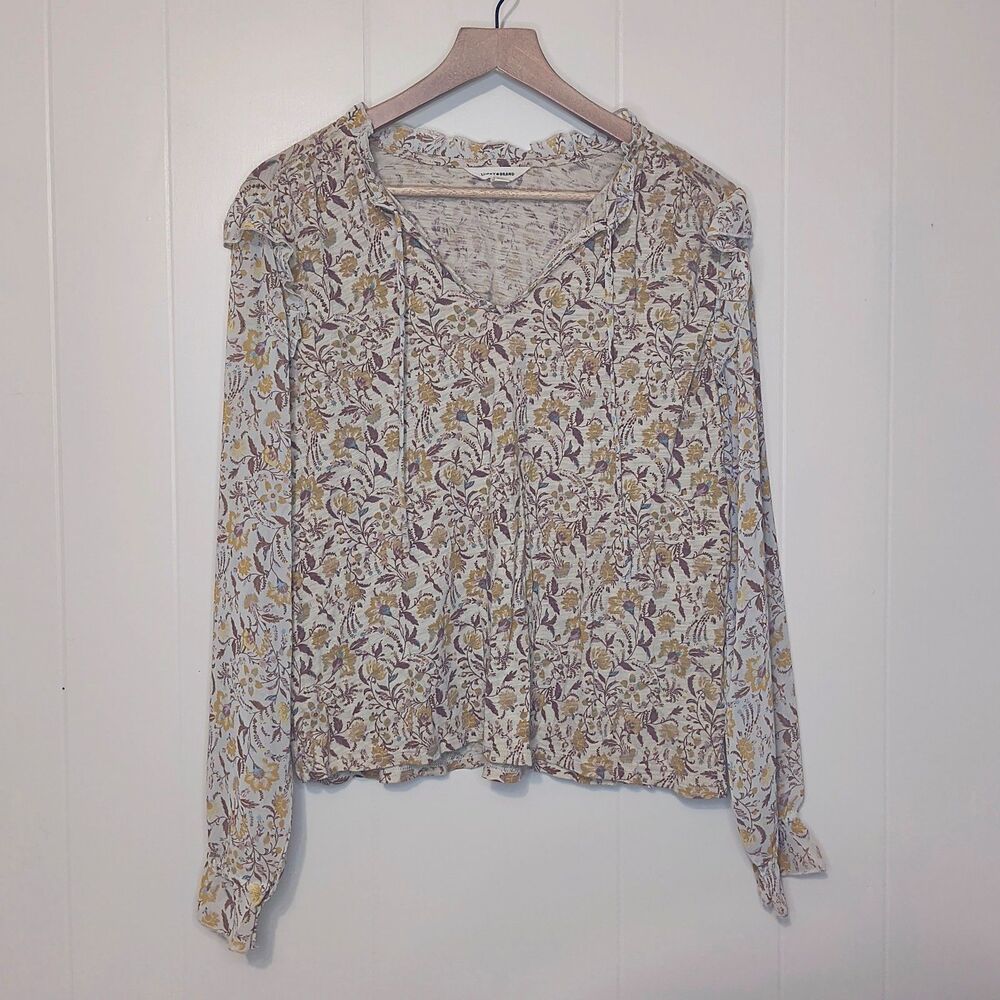 Lucky Brand Floral Cotton Blend Long Sleeve